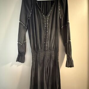 Ramy Brook Black Long Sleeve Dress with Studded Accents
